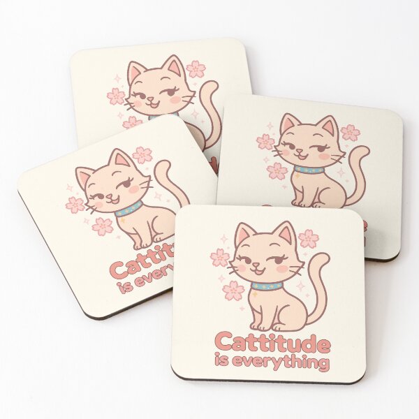 Item preview, Cattitude is Everything – Kawaii Confident Cat Quote Sticker designed and sold by Kampendesigns.