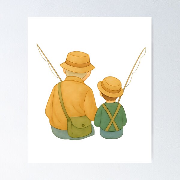 Item preview, Grandpa and grandson fishing designed and sold by Dennis' Creative Corner.