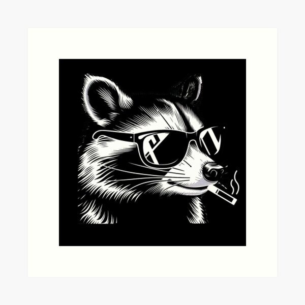 Item preview, smoking racoon designed and sold by LayersDesign.