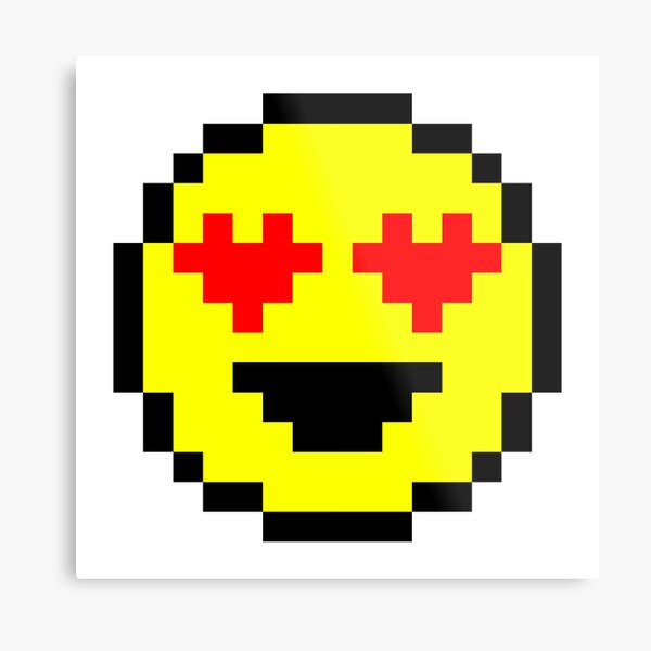 Pixel Heart Eyes Emoji Metal Print For Sale By Squishygay Redbubble