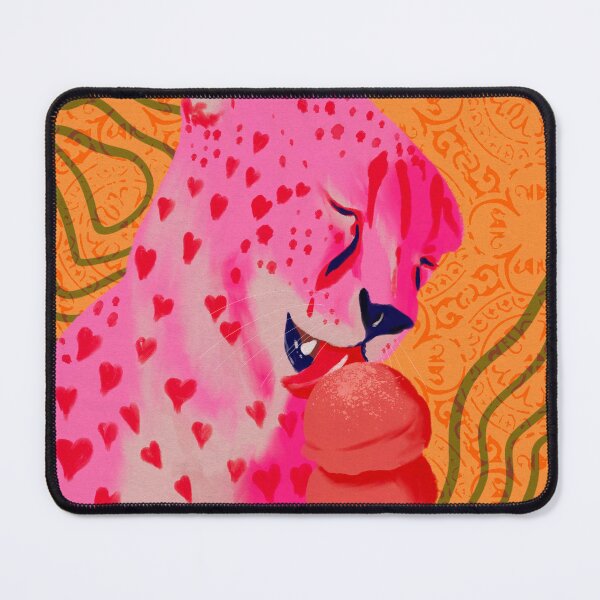 Item preview, Pink Sweet Heart Cheetah Eating Ice Cream Pop Art designed and sold by Valerie Englehart.