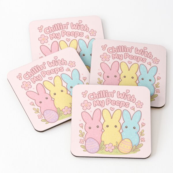Item preview, Chillin’ With My Peeps – Kawaii Easter Bunny Marshmallow Sticker designed and sold by Kampendesigns.