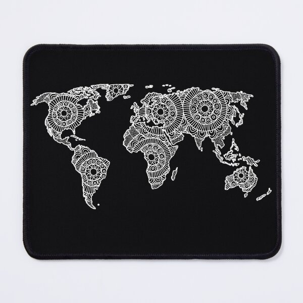 Item preview, White on Black World Map designed and sold by Julie Erin Designs.