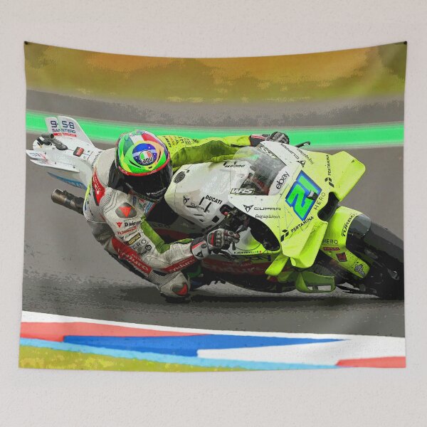 Item preview, Franco Morbidelli racing his 2025 MotoGP Motorcycle on the Circuit of the Americas abstract designed and sold by Rodissimus1984.