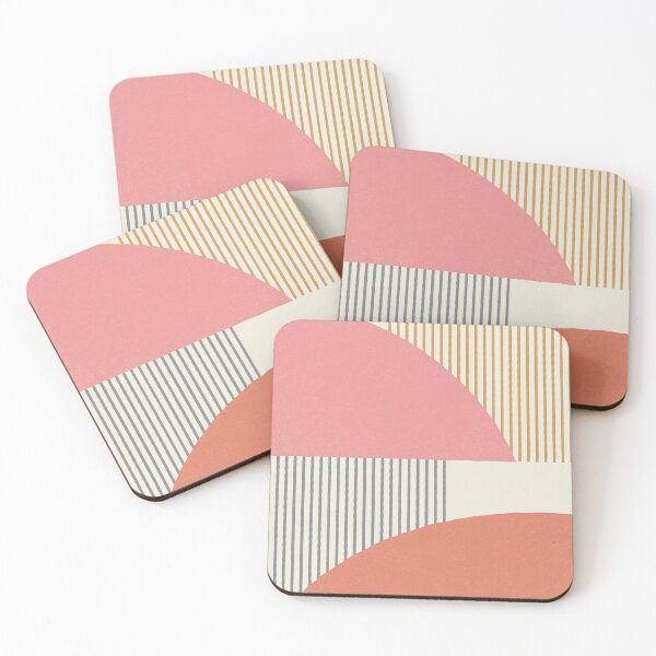 Item preview, Quarter Circle Lines - Pink Coral designed and sold by moonlightprint.