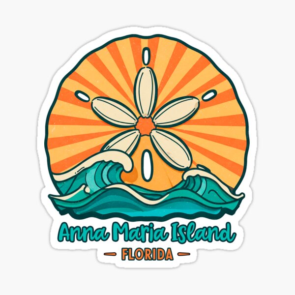 Artikel-Vorschau von Anna Maria Island, Florida Retro Sand Dollar Beach Waves Kunst, designt und verkauft von Christy Mandeville.