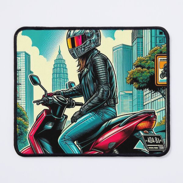 Item preview, Female Biker Taking a Break in Jakarta, Indonesia - Perfect Design for Touring & City Lovers on Clothing & Accessories designed and sold by knalpot-design.