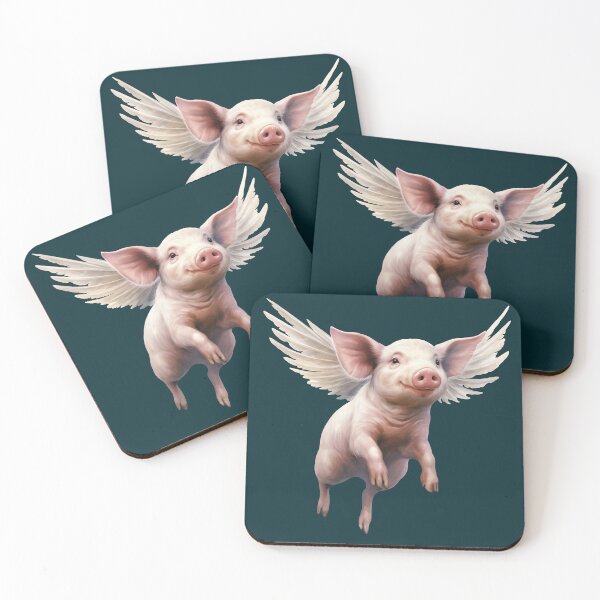 Item preview, Flying Pig with White Wings designed and sold by Violet Peonies.