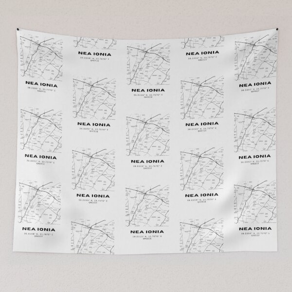Item preview, Minimalist Black & White Nea Ionia, Greece City Map designed and sold by RM-Journey.