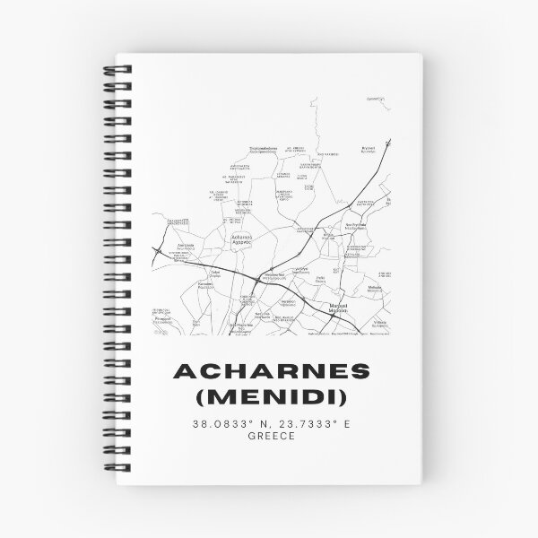 Item preview, Minimalist Black & White Acharnes (Menidi), Greece City Map designed and sold by RM-Journey.