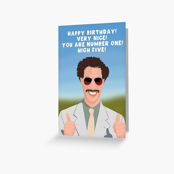 Item preview, Funny, Cheeky Birthday Card - For Her - For Him - Borat - High Five - Number One designed and sold by HomeOfPinkPeach.