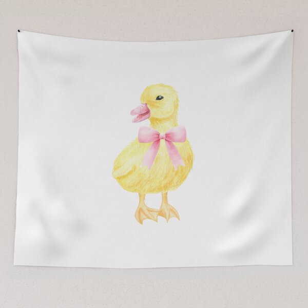 Item preview, Cute Yellow Duckling with Bow – Coquette Spring Watercolor Animal Art designed and sold by DivinePassion.