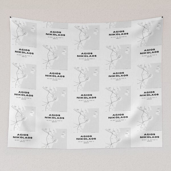 Item preview, Minimalist Black & White Agios Nikolaos, Greece City Map designed and sold by RM-Journey.