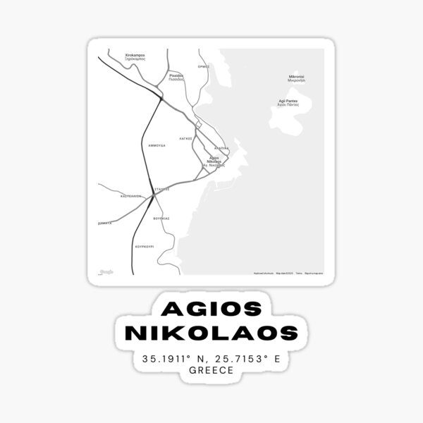 Item preview, Minimalist Black & White Agios Nikolaos, Greece City Map designed and sold by RM-Journey.