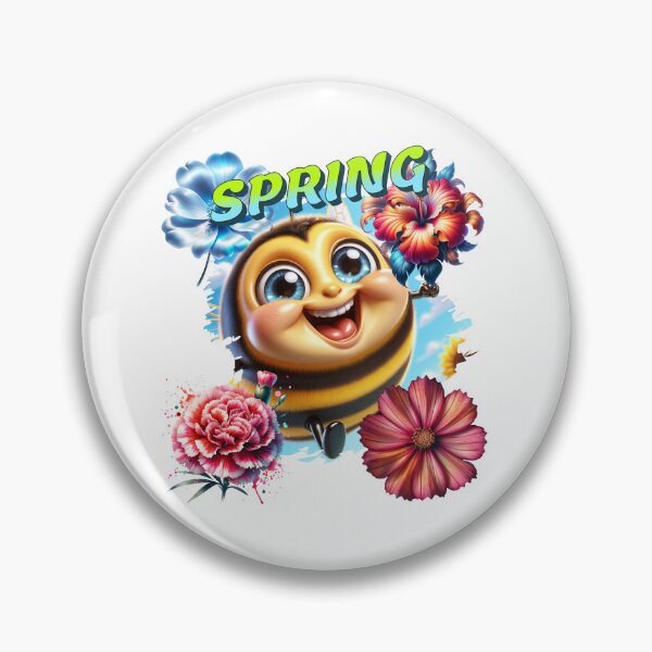 Item preview, Buzzing Into Spring — Happy Bee Surrounded by Flowers | Cheerful Spring T-Shirt Design designed and sold by MTeesGA.