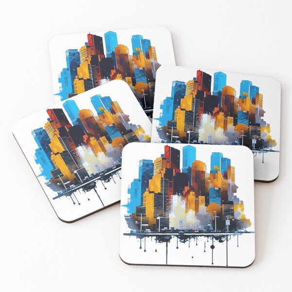 Item preview, Retro Watercolors: Abstract Cityscape on Canvas designed and sold by niksy.