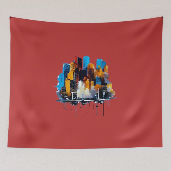 Item preview, Retro Watercolors: Abstract Cityscape on Canvas designed and sold by niksy.