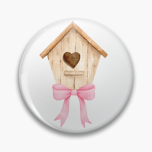 Item preview, Light Brown Birdhouse with Pink Bow – Coquette Cottagecore Watercolor Design designed and sold by DivinePassion.