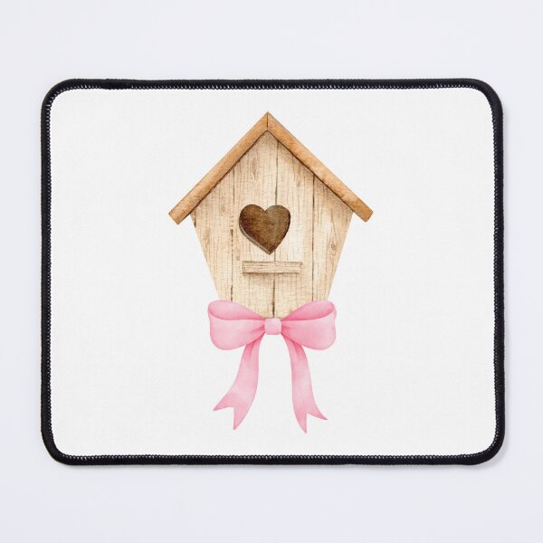 Item preview, Light Brown Birdhouse with Pink Bow – Coquette Cottagecore Watercolor Design designed and sold by DivinePassion.