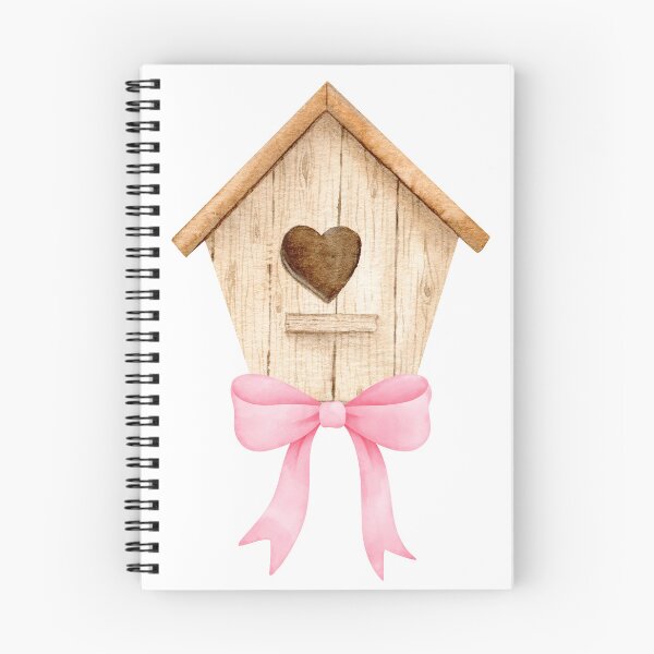 Item preview, Light Brown Birdhouse with Pink Bow – Coquette Cottagecore Watercolor Design designed and sold by DivinePassion.
