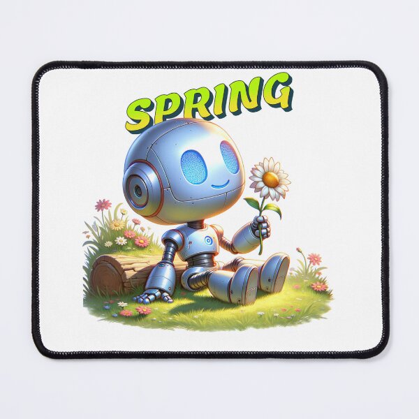 Item preview, Spring Awakening — Happy Robot with a Flower and Sunshine | Wholesome Sci-Fi Spring T-Shirt designed and sold by MTeesGA.