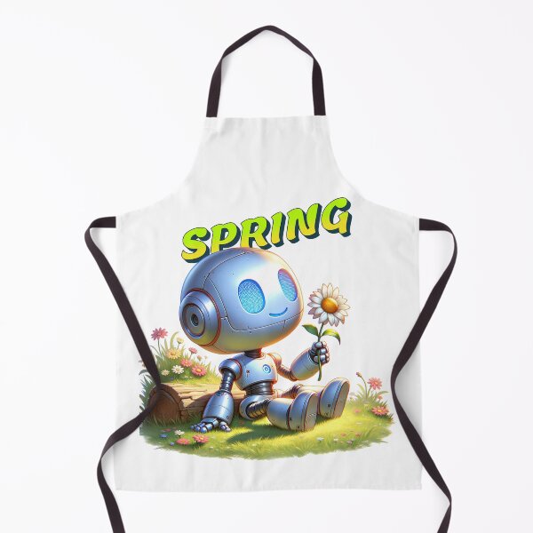 Item preview, Spring Awakening — Happy Robot with a Flower and Sunshine | Wholesome Sci-Fi Spring T-Shirt designed and sold by MTeesGA.