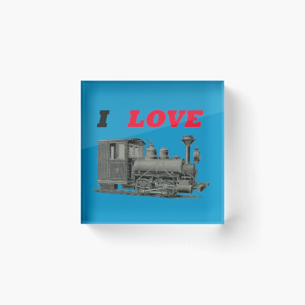 Item preview, Art by Mike Acrylic Linocut and digital, I Love Trains Train Railway Steam Locomotive designed and sold by allartbymike.