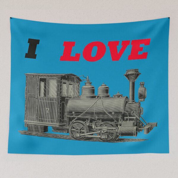 Item preview, Art by Mike Acrylic Linocut and digital, I Love Trains Train Railway Steam Locomotive designed and sold by allartbymike.