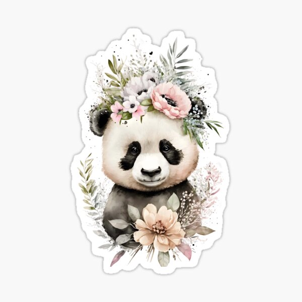 Item preview, Baby Panda Bear with Flowers designed and sold by binspired2shop.