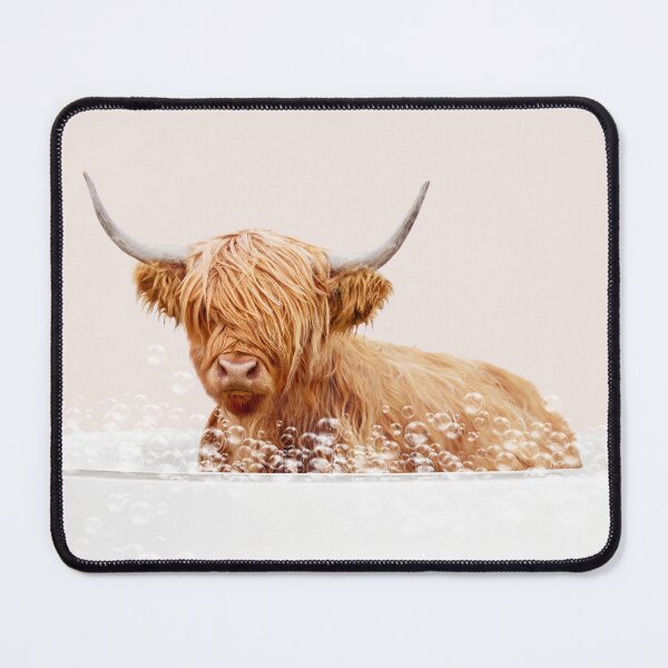 Item preview, Cow in a Bathtub Pink Print, Highland Cow Bathing, Animals in Bathtub Art by Synplus designed and sold by synplus.