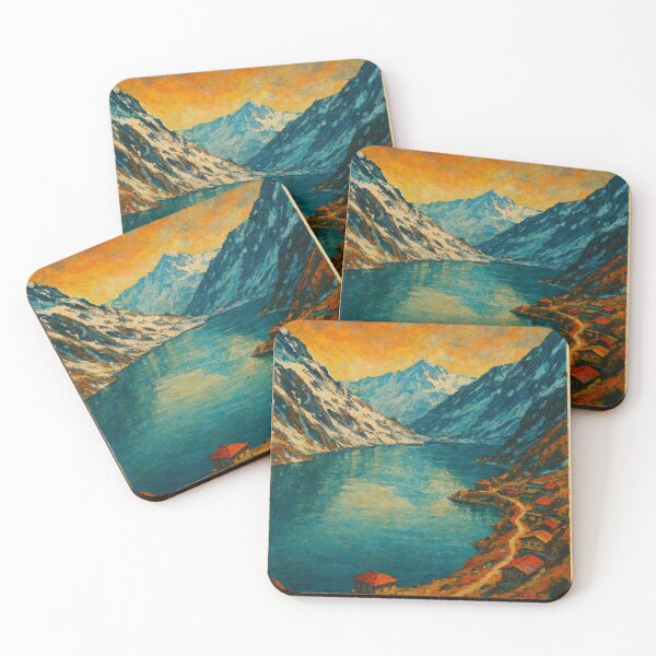 Item preview, Sunset Over Tsongmo Lake and Mountain Village designed and sold by Places On Earth.