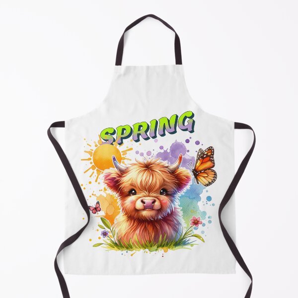 Item preview, Spring Has Sprung — Cute Highland Cow with Flowers and Butterflies | Watercolor Spring T-Shirt designed and sold by MTeesGA.