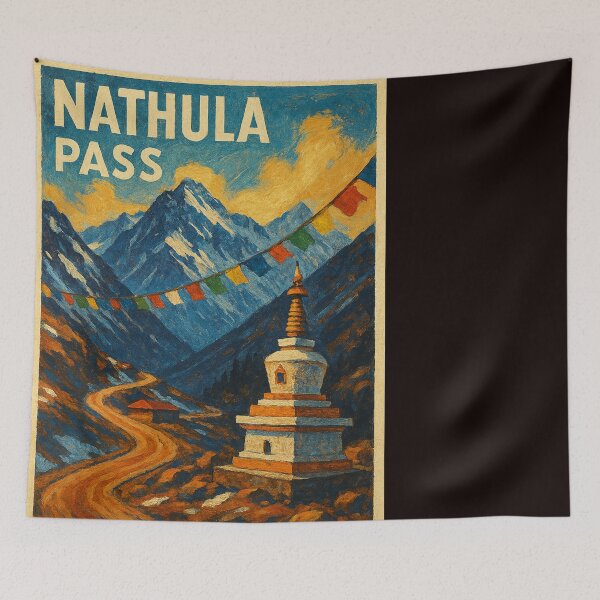 Item preview, Nathula Pass with Himalayan Peaks and Buddhist Chorten designed and sold by Places On Earth.