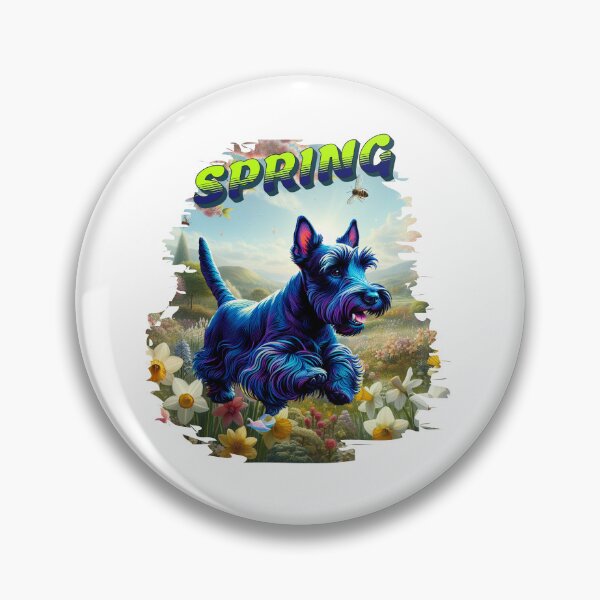 Item preview, Electric Spring Pup — Neon Black Terrier in a Field of Flowers | Vibrant Spring Day T-Shirt designed and sold by MTeesGA.