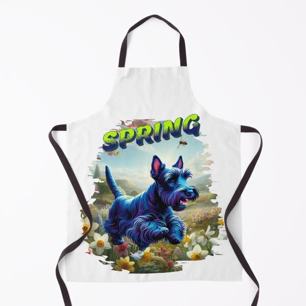 Item preview, Electric Spring Pup — Neon Black Terrier in a Field of Flowers | Vibrant Spring Day T-Shirt designed and sold by MTeesGA.