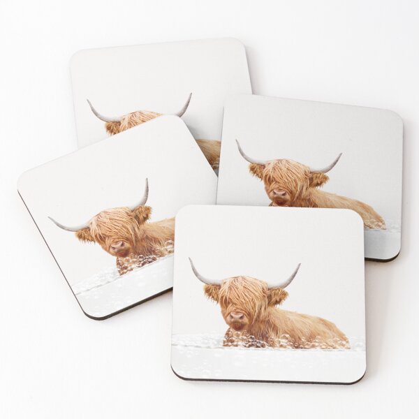 Item preview, Cow in a Bathtub Neutral Print, Highland Cow Bathing, Animals in Bathtub Art by Synplus designed and sold by synplus.