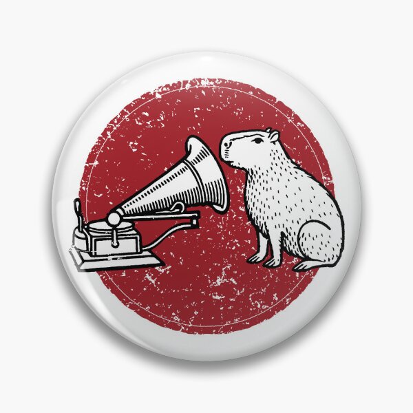 Item preview, Retro Seal Art: Vintage Capybara Listening to Gramophone – Whimsical Mid-Century Parody designed and sold by H Jonas.