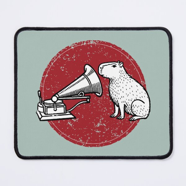 Item preview, Retro Seal Art: Vintage Capybara Listening to Gramophone – Whimsical Mid-Century Parody designed and sold by H Jonas.
