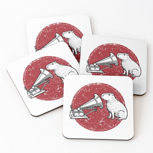 Item preview, Retro Seal Art: Vintage Capybara Listening to Gramophone – Whimsical Mid-Century Parody designed and sold by H Jonas.