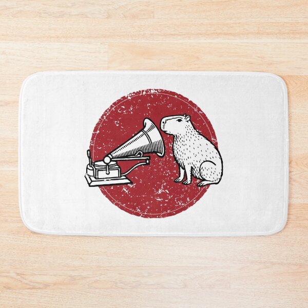 Item preview, Retro Seal Art: Vintage Capybara Listening to Gramophone – Whimsical Mid-Century Parody designed and sold by H Jonas.