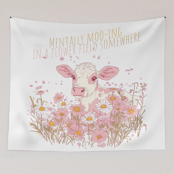 Item preview, Cow Mentally Moo-ing in a Flower Field | Anti-social Anxiety Memes and Silly Cute Animal Stickers Tees, Shirts and Decor designed and sold by Envision Designs.