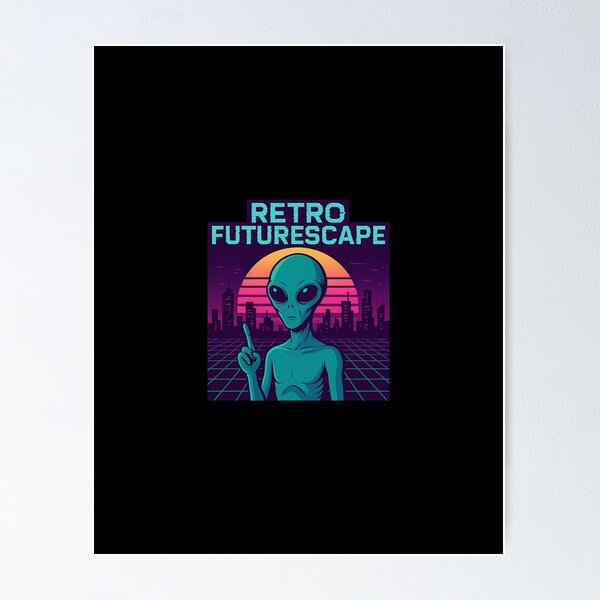 Item preview, Retro Futurescape Alien Vaporwave Tee – Synthwave ET Skyline Aesthetic designed and sold by DJCApparel.