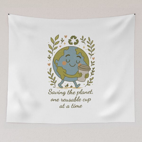 Item preview, Saving The Planet Reusable Cup Eco Friendly Earth Lover Quote Design designed and sold by MONTRIS.