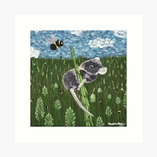 Item preview, Mouse & Bee Painting  designed and sold by MadelinNeweyArt.