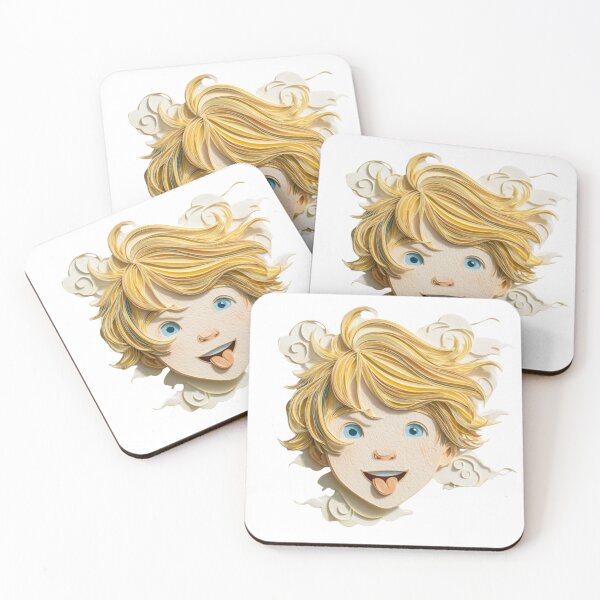 Item preview, Playful Paper Cutout of Blond Mischievous Boy with Blue Eyes – Dennis the Menace Tribute designed and sold by VividDreamsArt.