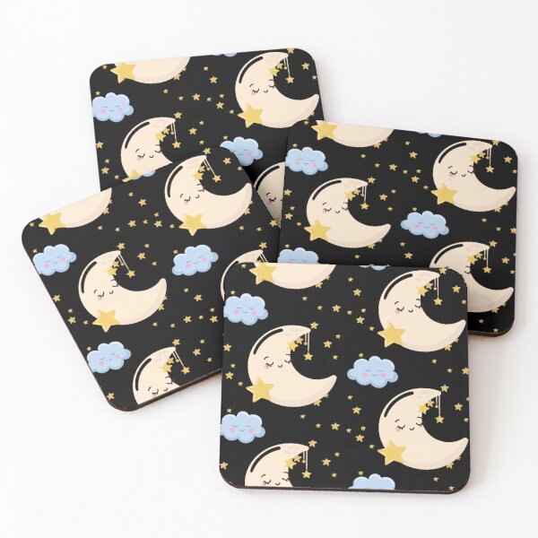 Item preview, Cute Sleeping Moon & Cloud Pattern – Kawaii Night Sky designed and sold by MadameSayCheese.
