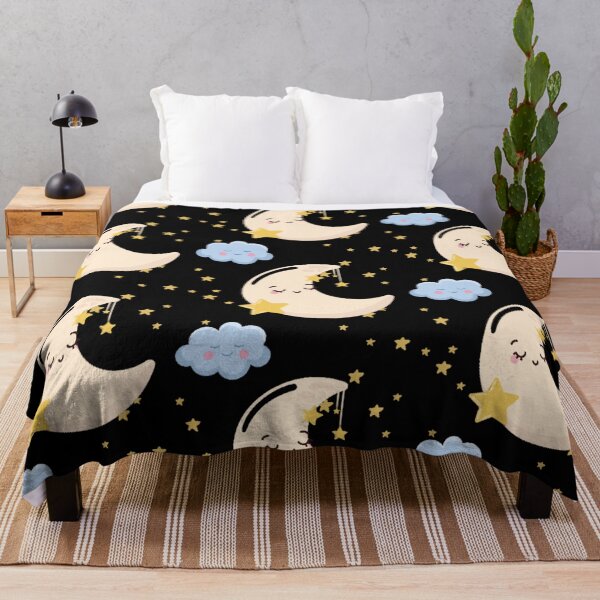 Item preview, Cute Sleeping Moon & Cloud Pattern – Kawaii Night Sky designed and sold by MadameSayCheese.