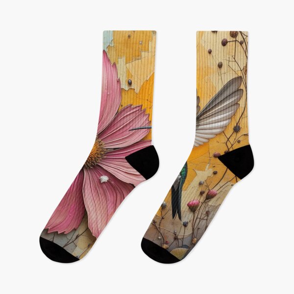 Item preview, Hummingbird & Cosmos: Textured Watercolor Floral Encounter designed and sold by ZENTIO.