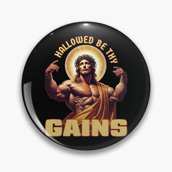 Item preview, Hallowed Be Thy Gains Funny Gym Parody Design designed and sold by Victor Shadehorn.