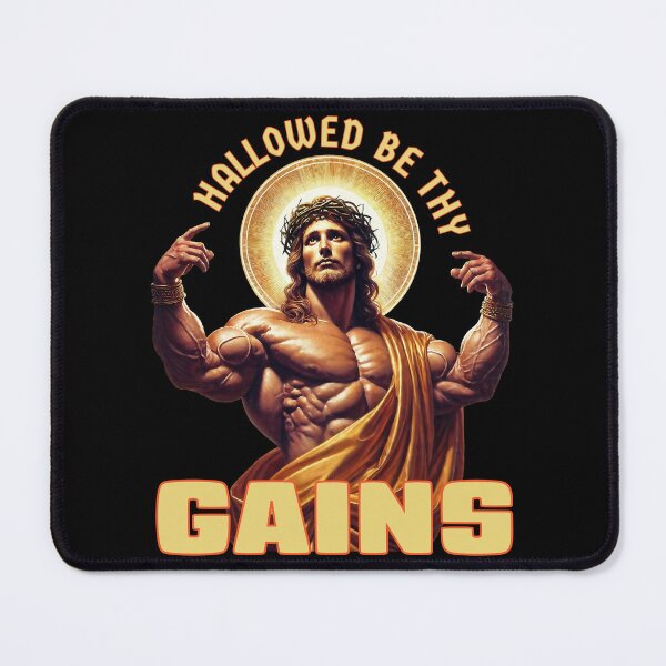 Item preview, Hallowed Be Thy Gains Funny Gym Parody Design designed and sold by Victor Shadehorn.